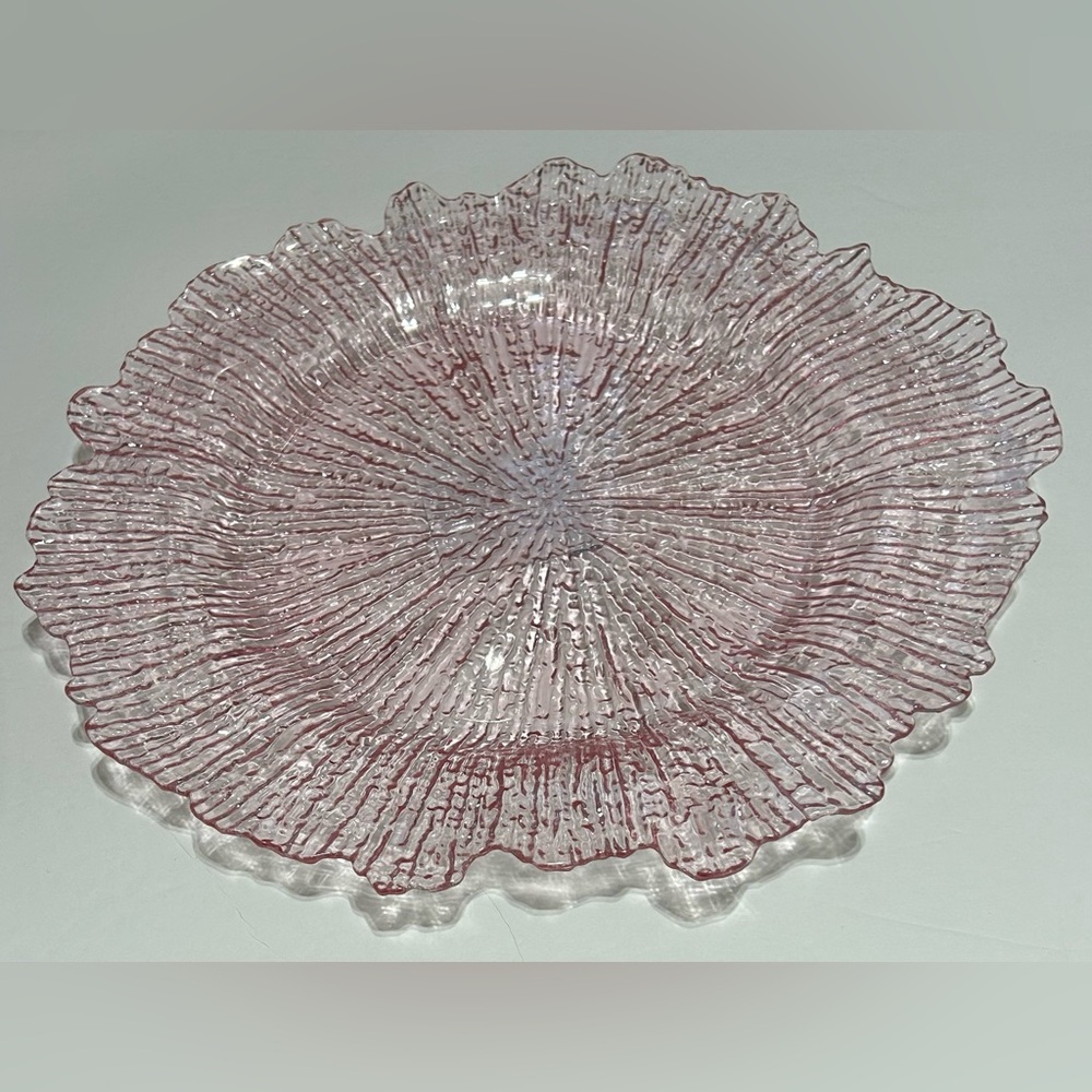 Hobby Lobby Pink Clear Acrylic Serving Platter Charger Plate 13” NEW